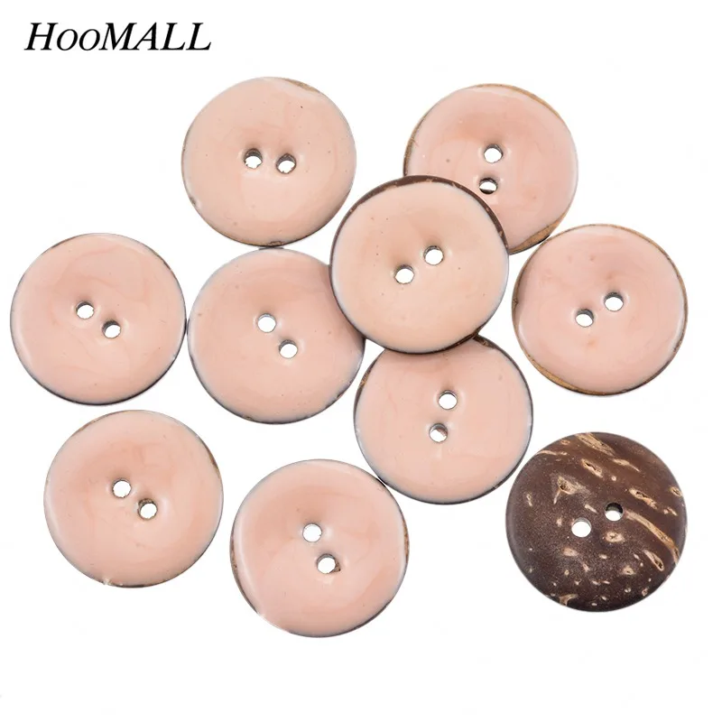 

Hoomall New 10PCs 2 Holes Enamel Pink Coconut Shell Buttons Fit Sewing And Scrapbooking 25mm Decorative Buttons