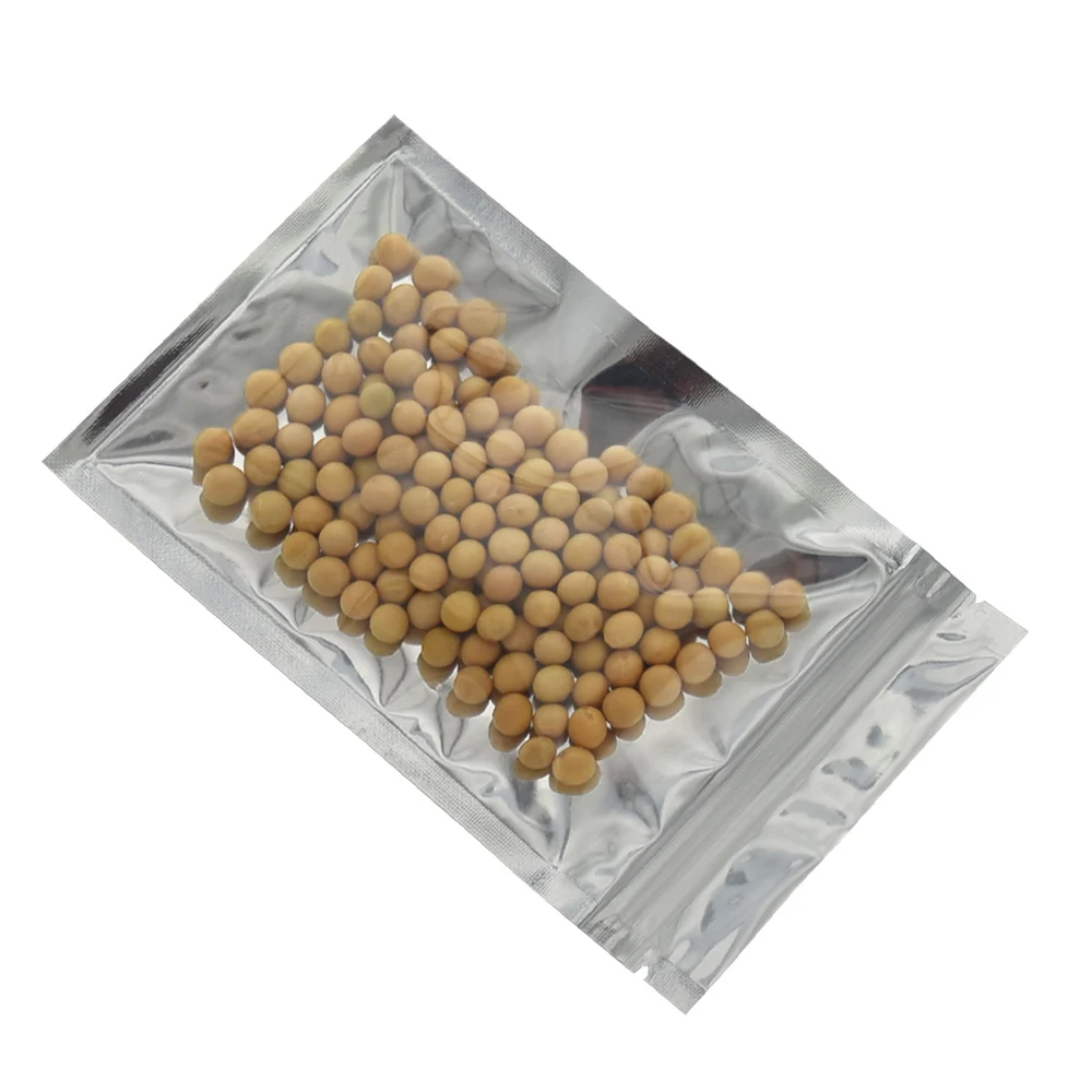 200PCS Clear Front Silver Aluminum Foil Bags Zip Lock Package Bag Food Grocery Mylar Ziplock Plastic Package Valve Bags 3