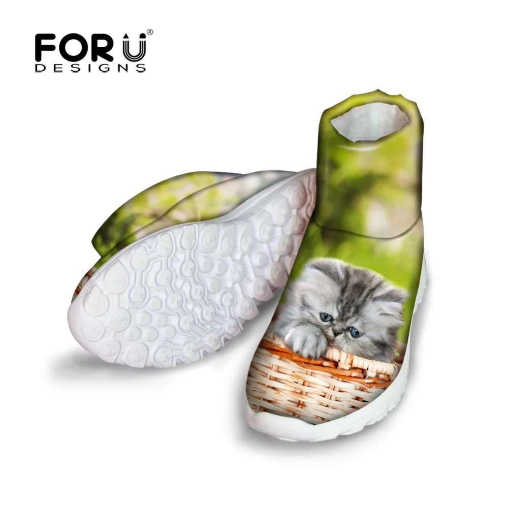 

FORUDESIGNS Winter Ladies Snow Boots Warm Cute Animal 3D Cat Printing Women Ankle Boots Fashion Waterproof Women's Rain Boots