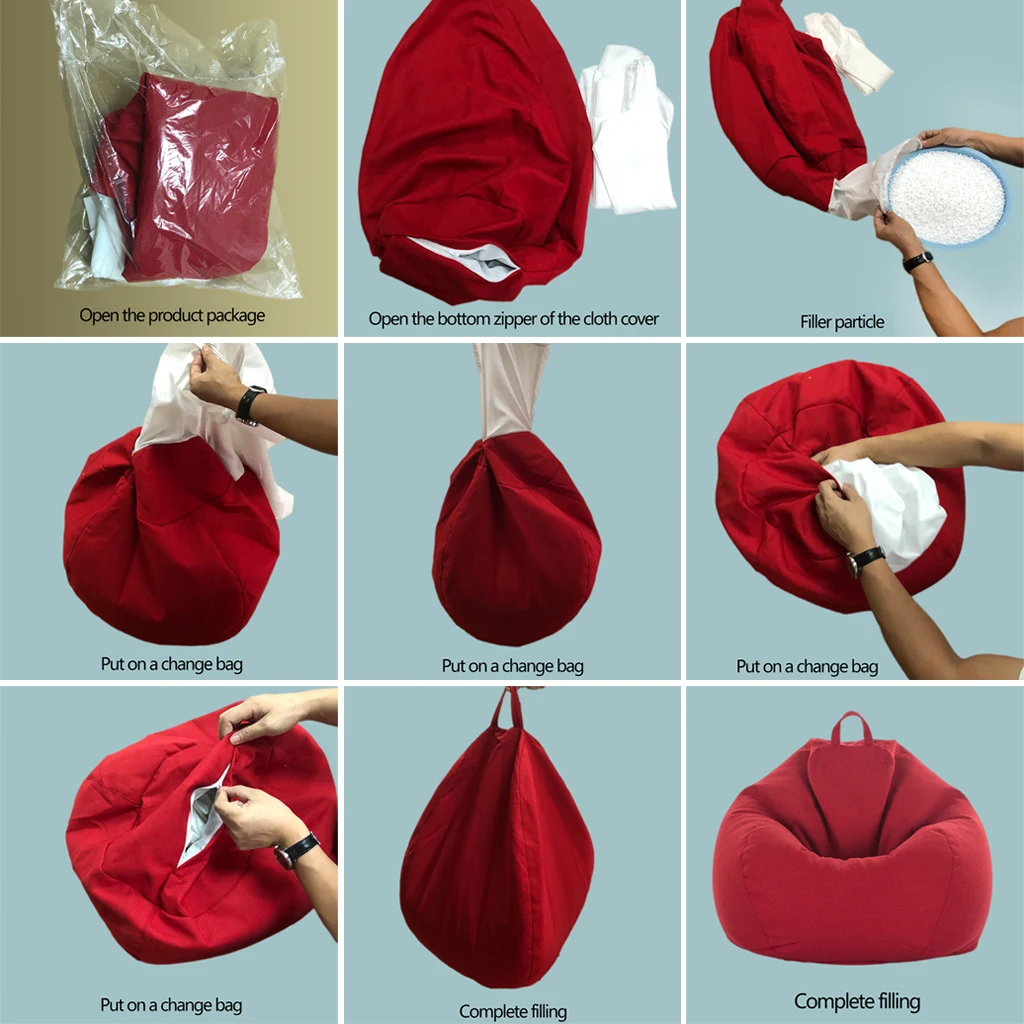 Waterproof Stuffed Animal Storage Bean Bag Chair Cover Extra Large Beanbag - 11 Colors