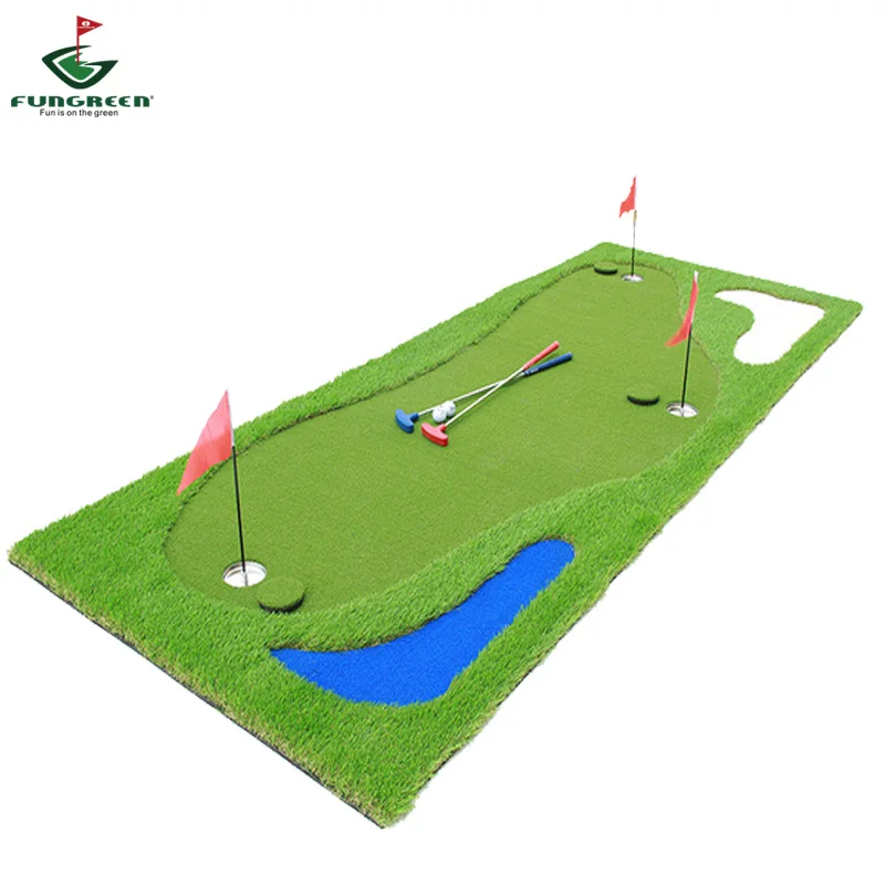 

120*300cm Luxurious Mariana design golf putting green with free balls, putters and slope pad
