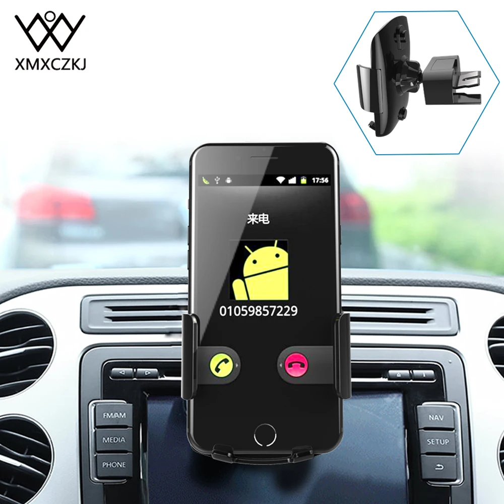 XMXCZKJ Automatique Serrure Montage de Fente De CD De Voiture clip support de téléphone Support Pour iPhone X Téléphone Accessoires De Téléphone Portable dans la Voiture