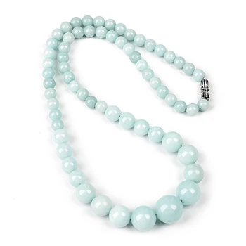 

Silky smooth 6 mm-14 mm dark green and The prevailing light blue Semiprecious Amazon Jasper Round bead shape necklace