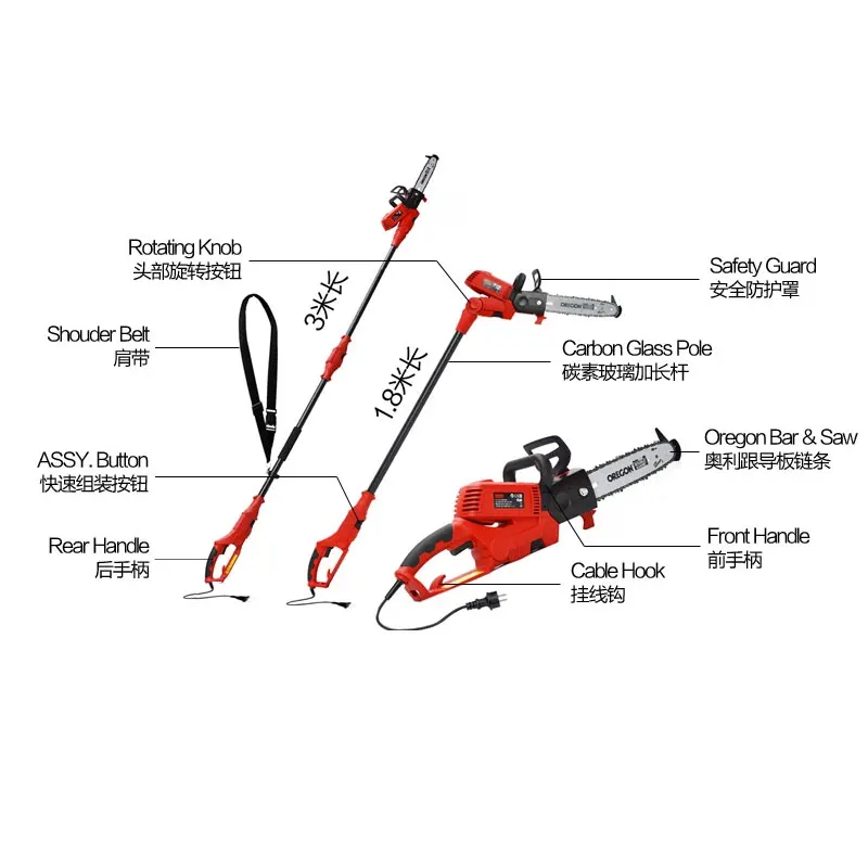 3 в 1 высокая ветка Электрическая цепная пила SG-DLJ-900W 900 Вт ножницы для обрезки регулируемые телескопические стержни