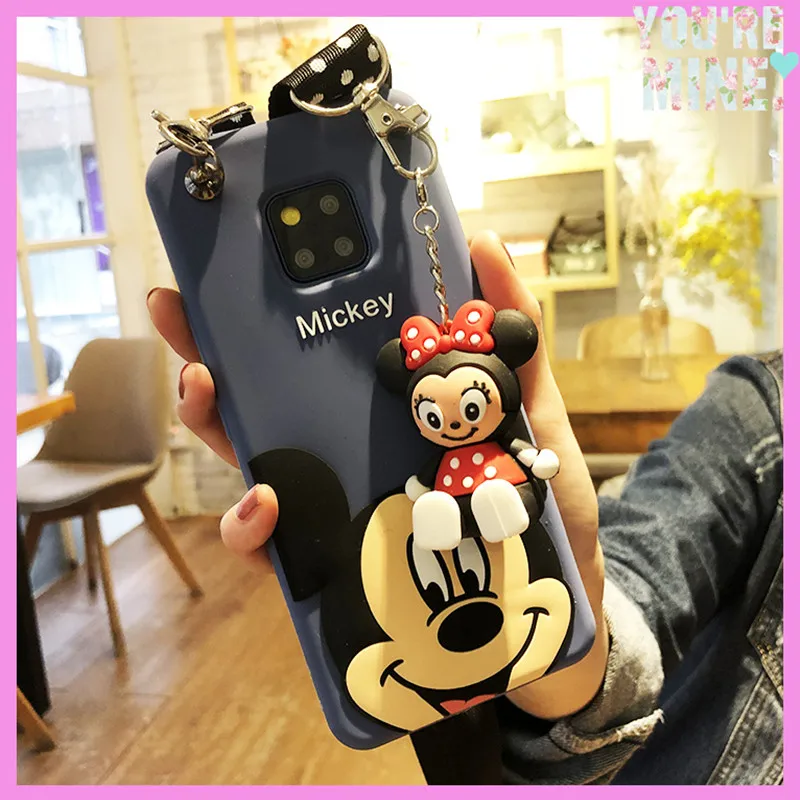 Чехол для huawei mate 20/mate20X mick, мягкая задняя крышка с мультяшным рисунком для huawei mate 9/mate 10 pro fundas+ 3D держатель висячие ремни