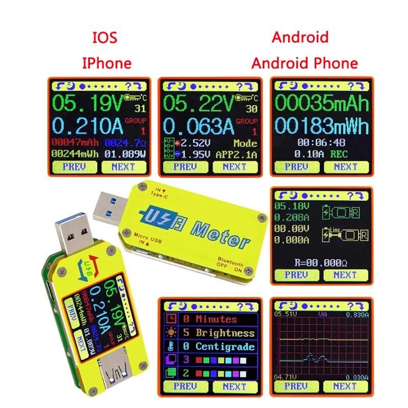 UM34 UM34C Для APP USB 3.0 Type C Вольтметр Амперметр постоянного тока Измерение напряжения
