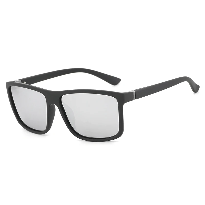 HDCRAFTER, солнцезащитные очки, мужские, поляризационные, квадратные, солнцезащитные очки, фирменный дизайн, защита от уф400 лучей, мужские очки для вождения - Цвет линз: black silver