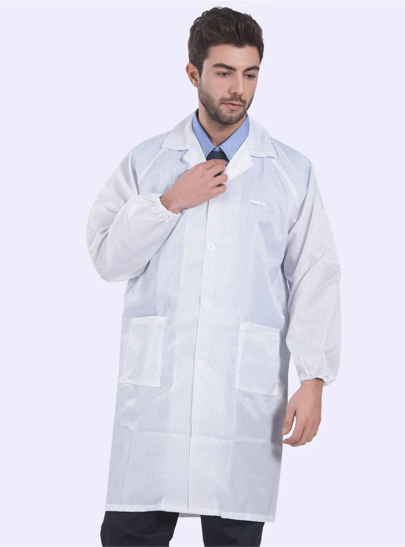 Антистатические белый пальто человек лаборатории больницы пальто унисекс большой размер лаборатории униформы Белый Длинные рукава
