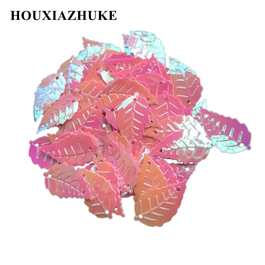 

14*25 mm leaf shaped glitter silver base pink sequins 1000 pcs per lot for dancing garment decoration