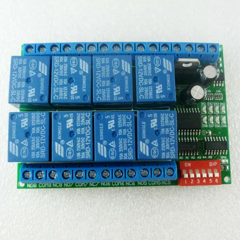 8 канальный DC 12 В RS485 релейный модуль Modbus RTU 485 переключатель дистанционного управления для PLC PTZ камеры наблюдения безопасности