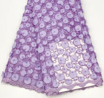 

African Laces Fabrics 3D French Lace Fabric High-quality beaded African French Net Lace Fabric