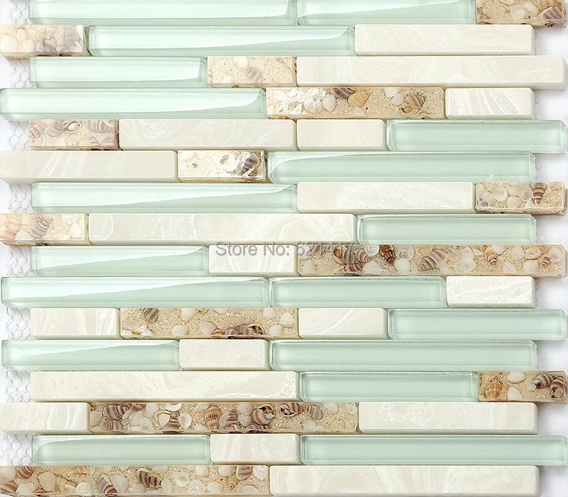 light blue crystal glass strip shell mosaic tiles HMGM1111 backsplash kitchen wall tile sticker bathroom floor tile