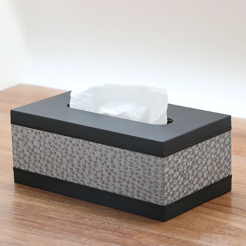 

top-grade Home PU Leather Large Anti-moisture Rectangular Tissue Paper napkin Box case Household Office Holder home decoration