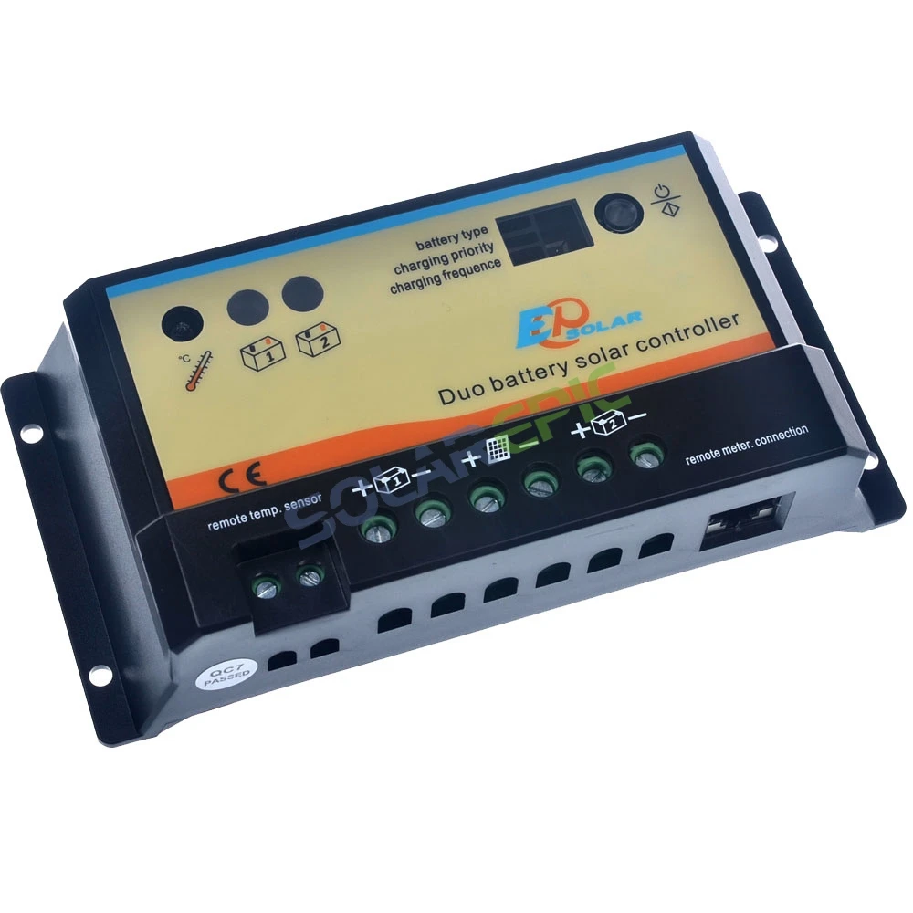 

20A Dual Battery Solar Panel Charge Controller PWM Epever Regulator 12V/24V Duo Battery Solar Controller 240W/480W EPIPDB-COM