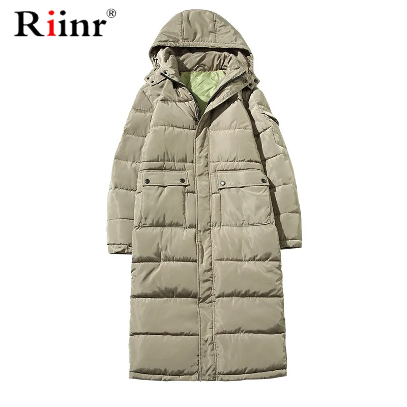 

Riinr Long Hooded Mens Winter Coat Long Winter Coat Men Thick Parka Men Loose Thermal Mens Winter Jackets And Coats M-3XL