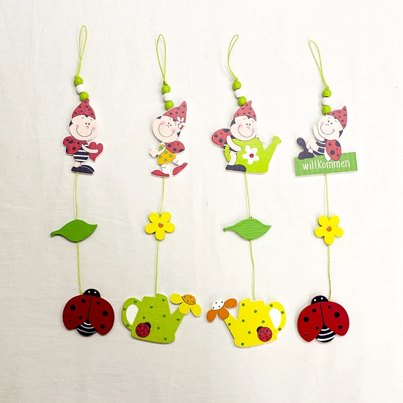 Hanging Easter Pendant Craft Decor Spring Party Home Rabbit Butterfly Eggs Flower Wooden Ornaments for | Дом и сад