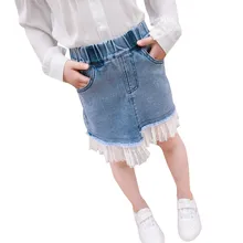 Fashion Girls Denim Skirts Summer Style Kids Clothes Toddler Girl Jean Tutu Skirt Baby Girls Tulle Skirt With Lace Bottom 4-13T girls hi lo tutu skirts kids girl mauve tulle skirt wedding bridal bridesmaid skirt knee length skirt with ruffles 1 10 ys