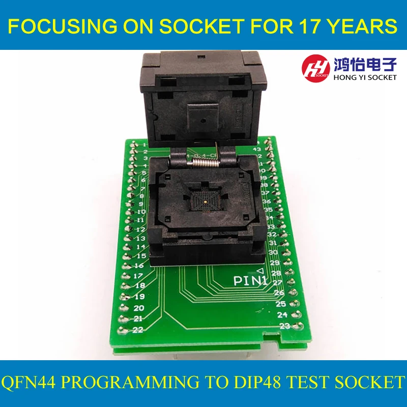 

QFN44 MLF44 WLCSP44 to DIP44 Double-Board Programming Socket IC550-0444-010-G Pitch 0.5mm IC Size 7X7mm Adapter SMT Test Socket