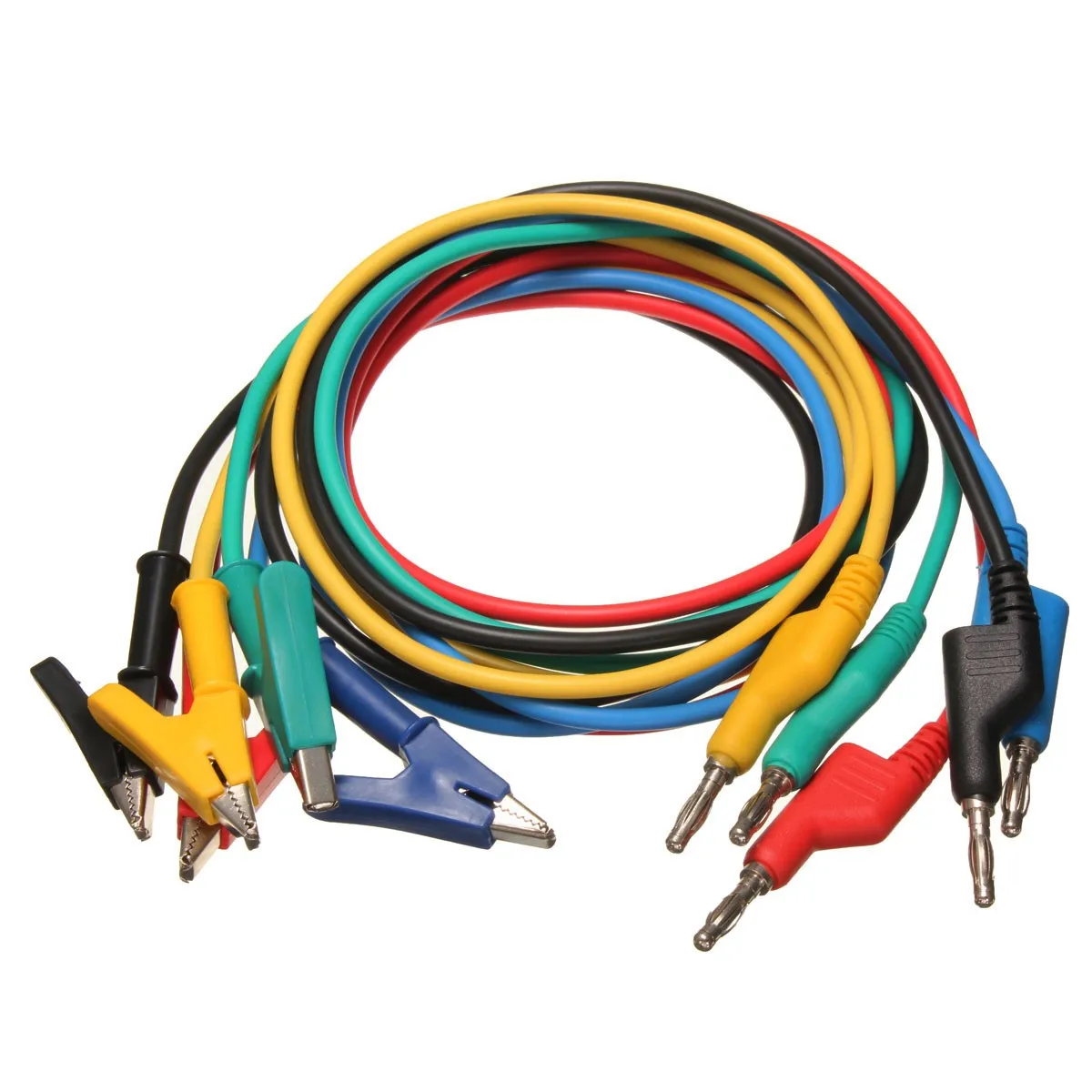 

5X Test Line Silicone Banana Plug to Crocodile Alligator Clip Test Probe Lead Wire Cable Copper for electrical laboratory
