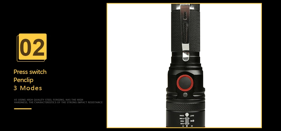 Yunmai USB Перезаряжаемые фонарик T6 светодиодной вспышкой масштабируемой 3 Режима Факел для 18650 с USB кабель Кемпинг Рыбалка Бег
