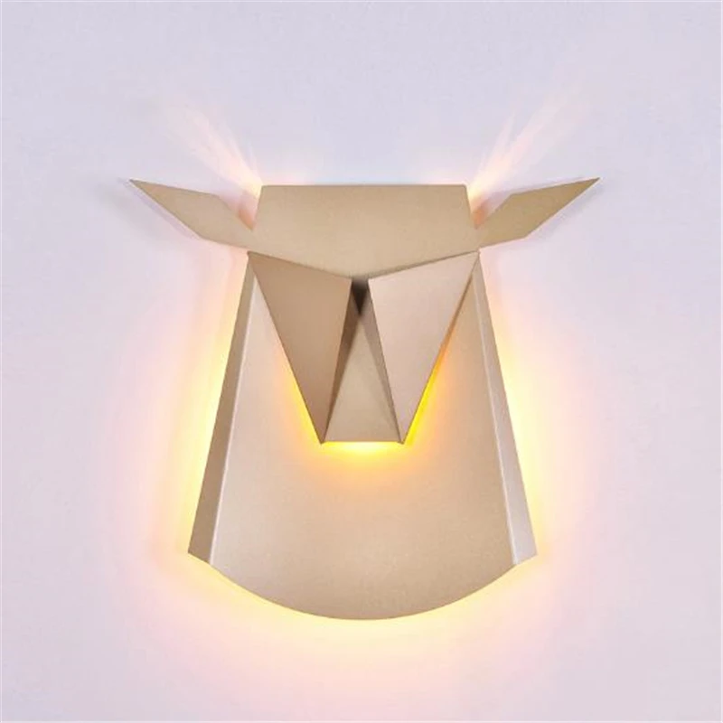 

Black/White/Gloden Nordic Creative Oxhead Wall Lamp Bedroom Corridor Post-modern Decorative Free Shipping