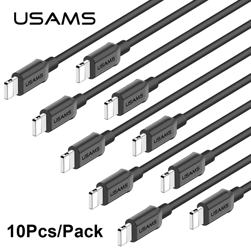 

USAMS iOS 11 10 9 USB Cable for iPhone 2A Fast Charging USB Charger Cable for iPhone X 8 7 6 5 iPad Date Sync Cable 10pcs/Pack