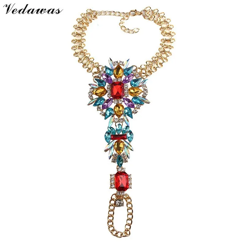 Vedawas новинка Лидер продаж модные браслеты массивные ювелирные изделия Разноцветные кристаллы стразы бусины Boho ножной браслет браслеты женские 2104