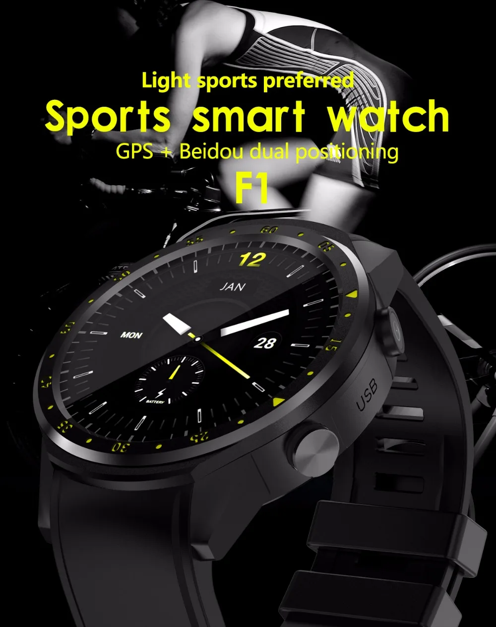 GPS Sport Smart Watch with Camera Altimeter Support Heart Rate Smartwatch Wristwatch for Android Phone