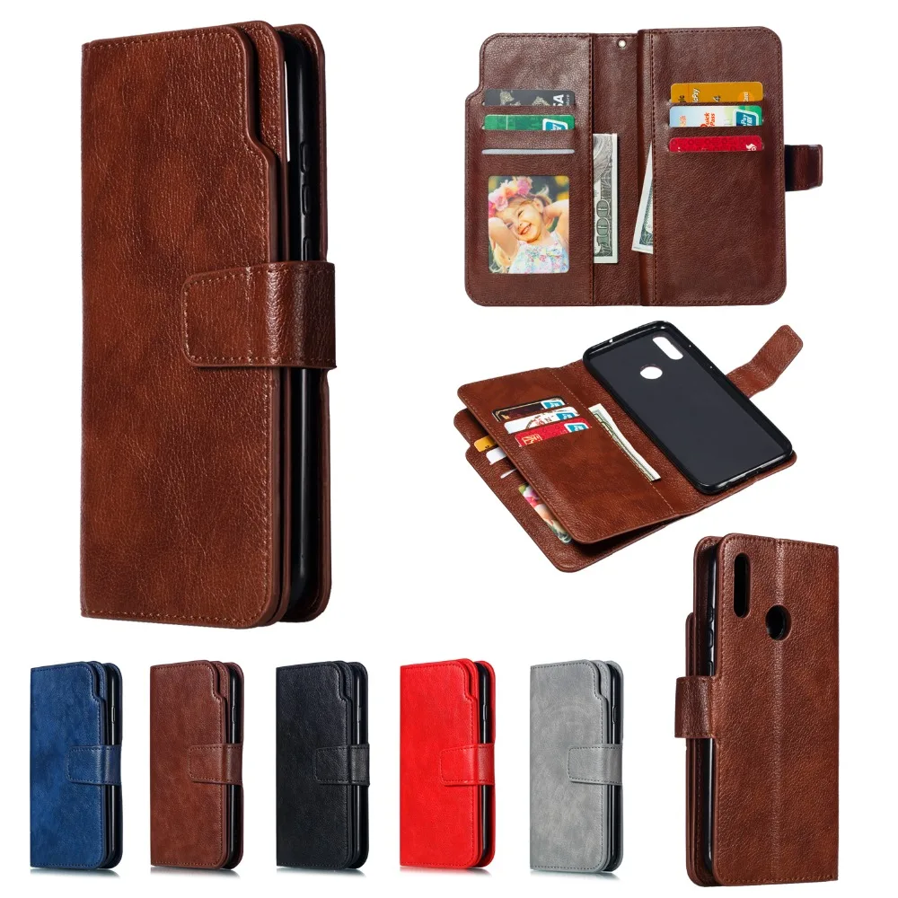 

9 Card Slots Wallet Case For Huawei P Smart 2019 Case Retro PU Leather Flip Cover For Huawei Honor 10 Lite P-smart Shell EEMIA
