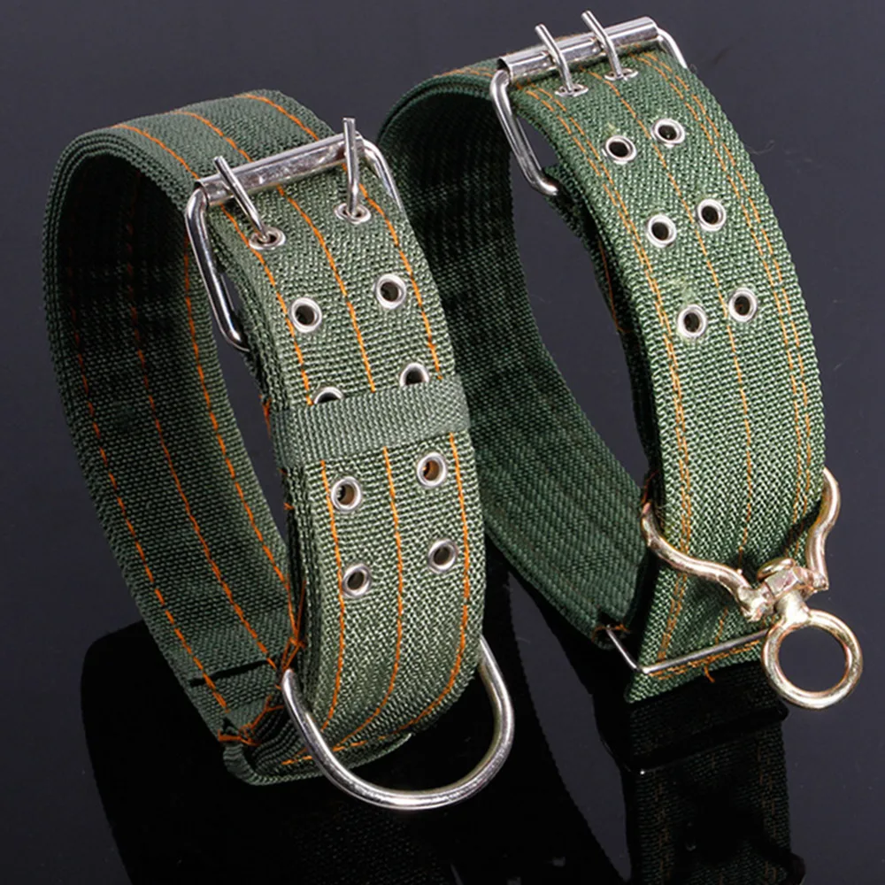 1Pc Green Canvas Pet Dog Collar for Large Dogs Collars Double Row Semi