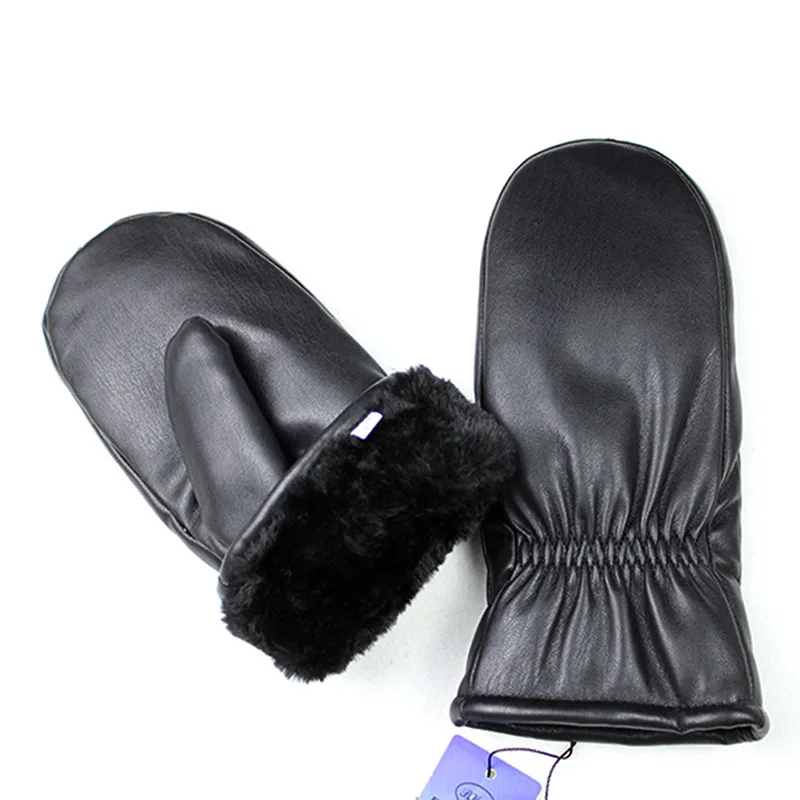Мужские и женские перчатки из искусственной кожи без капюшона с подкладкой из искусственного меха, зимние теплые ветрозащитные перчатки для верховой езды