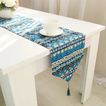 

Blue Tassel Table Runner 30*180cm Red Cotton&Linen Geometric Home Hotel Decor Green Table Cloth Flag Party Wedding Decoration