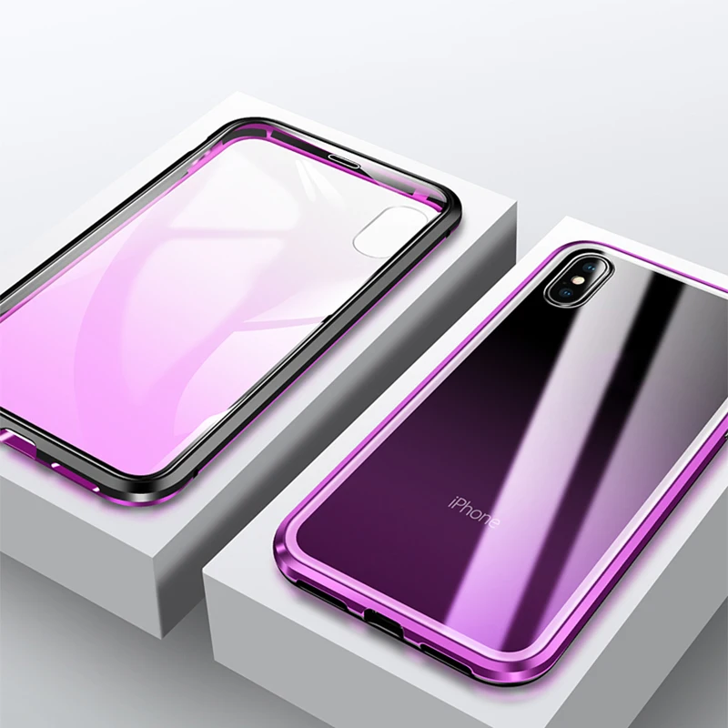Магнитный поглощающий металлический флип чехол для телефона Iphone Xs Max X 10 8 7 Plus