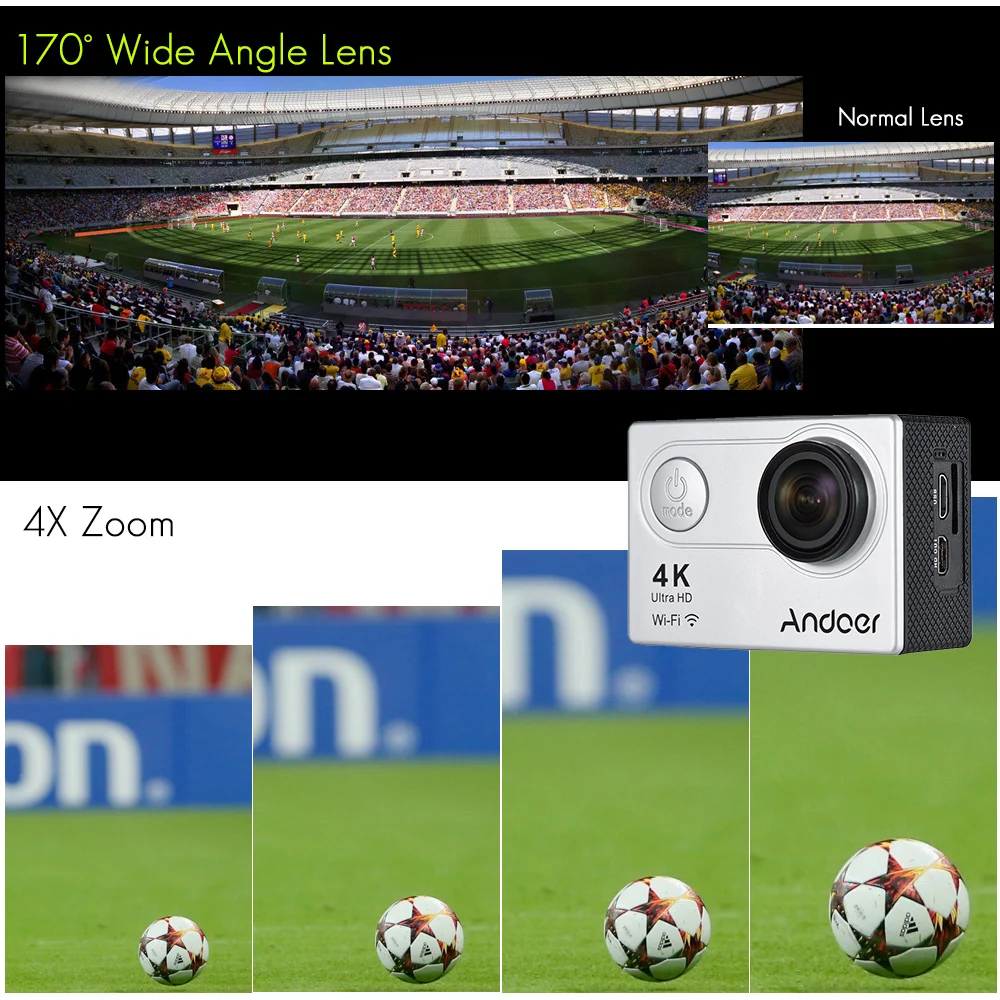 Andoer AN6000 Экшн-камера 4 K 16MP WiFi Спортивная экшн-камера 1080 P дистанционное управление HD " lcd 170 широкоугольный объектив Экшн-камера