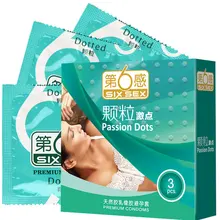 Hot Sell 3PCS Six Sex Condom for men Erotic Adult game Slim Natural Latex Condoms with Big Dotted Spike women Contraceptives