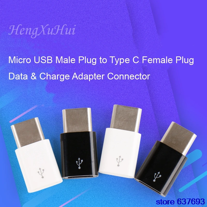 

Micro USB Female Plug to Type C Male Plug Data and Charge Cable Adapter Connector