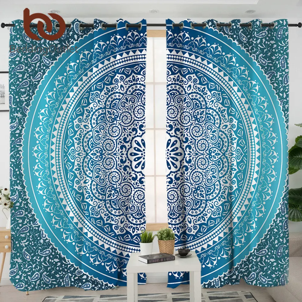 

BeddingOutlet Boho Blue Curtains for Living Room Bedroom Bohemia Curtain Decorative Window Treatment cortinas 1/2pcs 132x213cm