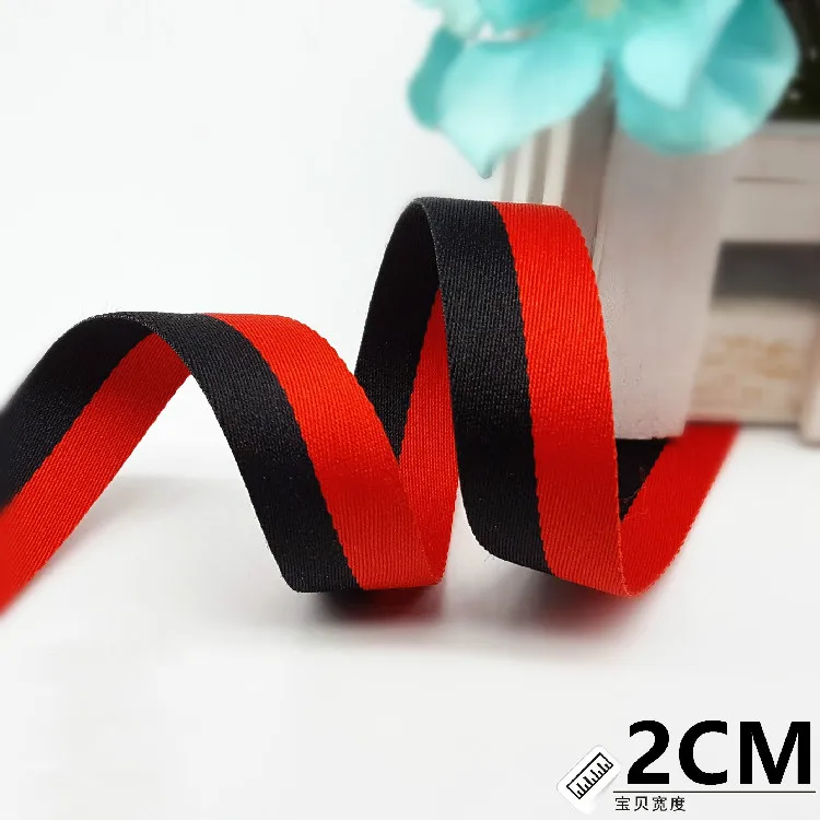(1 מטר) 20 מ"מ אדום/שחור הפסים חגורת פסים מבהיקי רצועת כלים הדפסת DIY אביזרי תרמיל חומרי בגדים חבילת מתנה