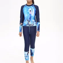 Цельный костюм для дайвинга купальный костюм с принтом для мальчиков и девочек Детский Гидрокостюм с длинным рукавом, детский купальник для серфинга