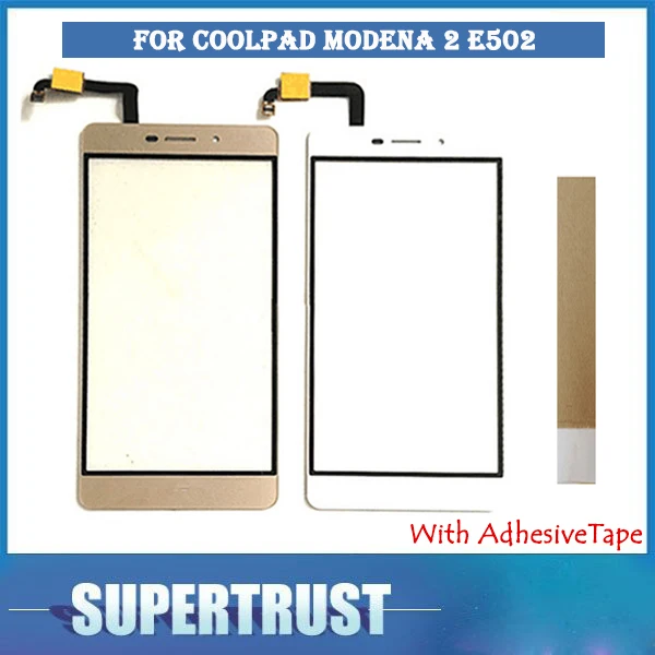 

High Quality 5.5 Inch For Coolpad Modena 2 E502 Touch screen Front Glass Sensor Black White Gold Color Assembly With Tape