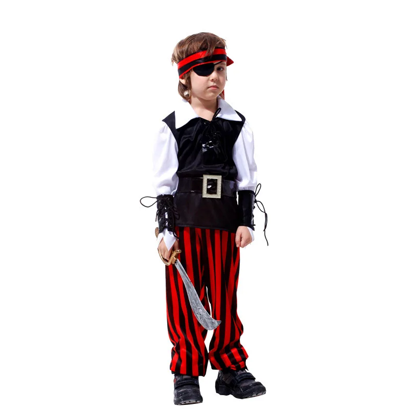 M-XL костюмы пирата на Хэллоуин для мальчиков, детский костюм разбойника бандита для костюмированной вечеринки, карнавальное платье для маскарада, вечеринки