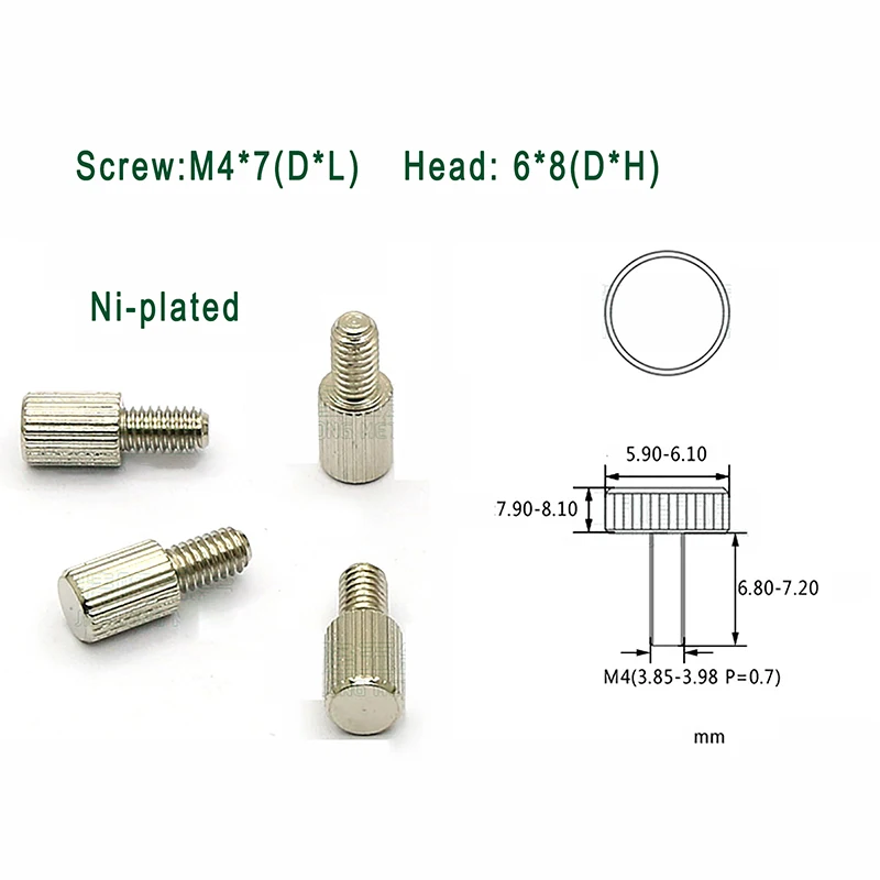10 шт. M2.5 M3 M4 нестандартный ручной винт с накатанной головкой цилиндра винты для большого пальца винты для корпуса компьютера Ni-plated черный цинк - Цвет: M4x7mm