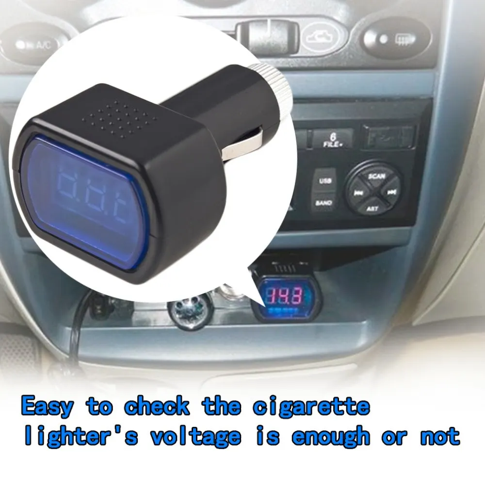 Светодио дный светодиодный цифровой дисплей Авто прикуриватели Электрический Напряжение метр для авто автомобиль батарея мониторы вольтметр черный