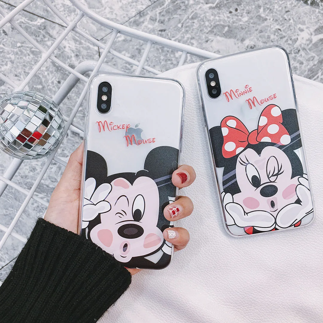 Новый мультфильм чехол для Iphone 7 Clear мягкий 8 Микки и Минни Маус Мышь Plus защитите |