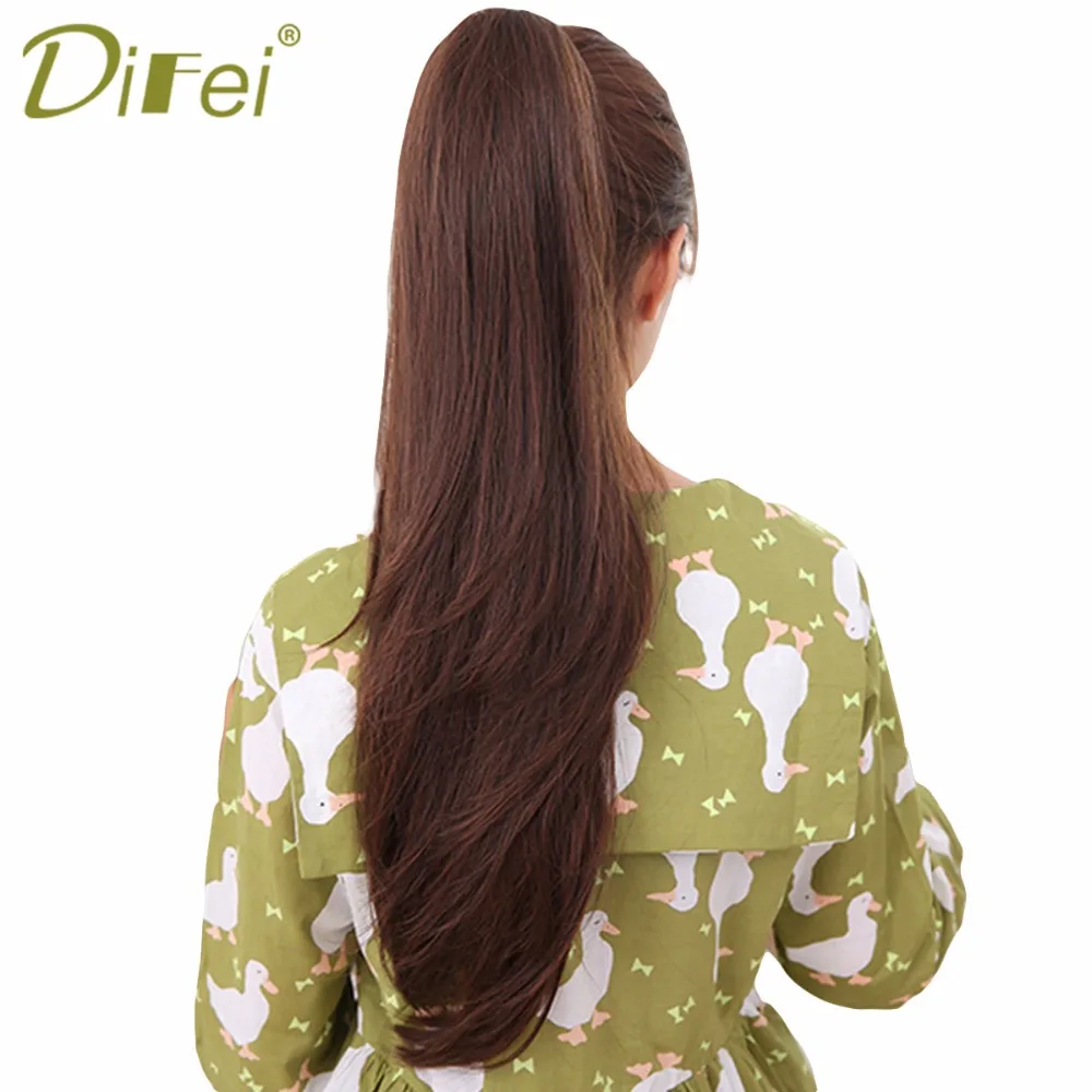 

DIFEI Long Straight Ponytail Women Claw Drawstring Ponytail Heat Resistant Synthetic Clip In Hair Extensions Hair Ponytail