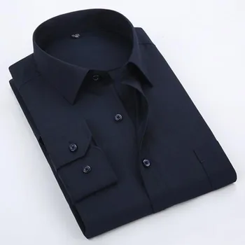 

Korean Style Men Long Sleeve Turn-down Collar Shirts Camisa,Pure Cotton Business Work Formal Dress Shirts Vestido Solid Color