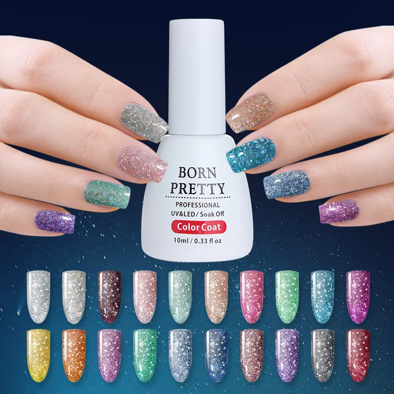 BORN PRETTY Platinum Starry Gel Varnish 10ml Bling Soak Off UV Gel