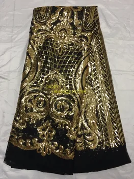 

gold sequins on beige netting embroidered lace fabric show/stage/evening wedding dress lace fabric by the yard