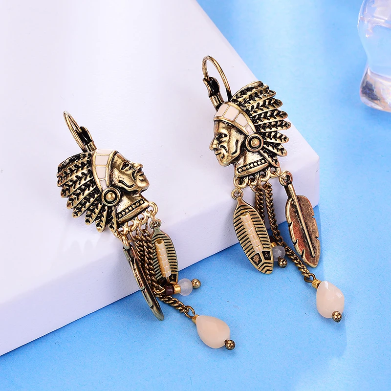 Ethnic Drop Earrings for women Vintage Indian Jewelry Tassel Feather Long Earrings Fashion Jewelry Bisuteria brincos 2018 - Image 5