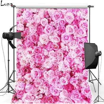 

DAWNKNOW Pink Flower Vinyl Photography Background For Wedding New Fabric Polyester Background For Children Photo Studio S2546